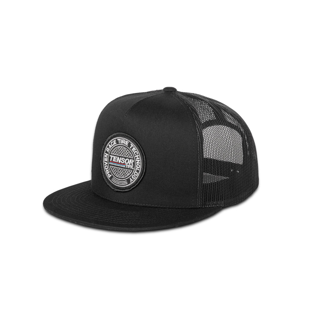 Tensor Race Badge Flatbill Trucker Hat | Snapback | Black
